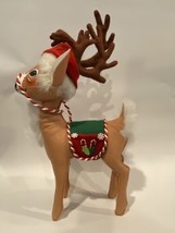 Annalee Dolls 2007 15&quot; Peppermint Reindeer Santa Hat Deer Candy Christmas - £26.47 GBP