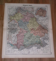 1905 Antique Map Of Kingdom Of Bavaria Bayern / Munich Inset Map / Germany - £21.26 GBP