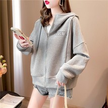 S women spring autumn trendy thin cardigan hoodie korean style loose chic sports hooded thumb200