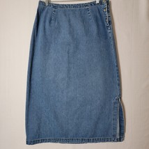Eddie Bauer Womens Skirt Plus Size 18 Midi Pencil Side Split Denim Vintage - £18.29 GBP