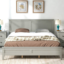 Modern Gray Solid Wood Queen Platform Bed - $262.29