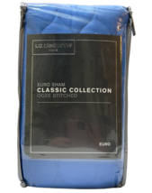 Liz Claiborne Euro Sham Classic Collection 29&quot; x 29&quot; Blue Ogee Stitched Cotton - £21.41 GBP