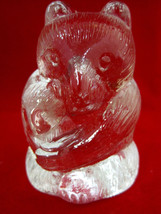 Bear Crystal Clear Glass Figurine Paperweight Mom &amp; Cub Contemporary - £19.95 GBP