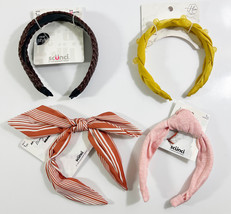 Assorted Headband Pink-Striped Bow -Braided Brown Faux Leather-Yellow Mu... - £21.64 GBP