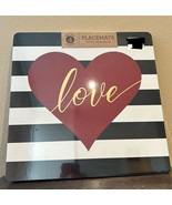 Benson Mills Set Of 4 Cork Placemats Valentines Love New Heart Striped - £25.94 GBP