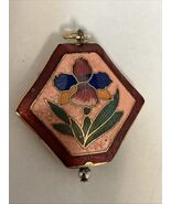Vintage Floral Cloisonné Double Sided Hexagonal Pendant - $37.57