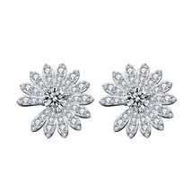0.50Ct Round Moissanite Cluster Daisy Flowers 925 Sterling Silver Stud Earrings - £88.42 GBP