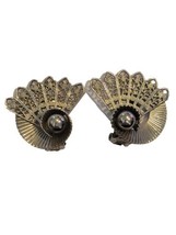 Vintage Modernist Fan Swirl Silver Tone  Clip on Earrings Classic MCM 19... - $24.14