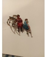 Vtg Painted Metal Miniature Figurine Sitting Woman And Rocking Chair  - £10.80 GBP