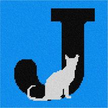 Pepita Needlepoint Canvas: Letter J Grey Cat, 7&quot; x 7&quot; - $50.00+