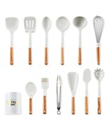 13 Piece Nonstick Kitchen Cooking Utensils Set, Solid Wood Handle Silico... - £53.46 GBP