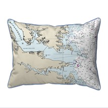 Betsy Drake Chesapeake Bay, VA Nautical Map Small Corded Indoor Outdoor Pillow - £38.75 GBP