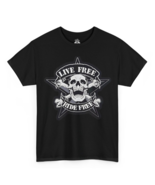 Live Free Ride Free Skull T-Shirt, Classic Black Motorcycle Tee - $24.95+