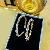 2Ct Round Simulated Diamond Huggie Hoop Earrings 14K Yellow Gold Plated - £68.93 GBP