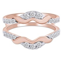0.33CT Moissanite Chevron Wedding Band Enhancer Ring 14K Rose Gold Plated Silver - £51.49 GBP