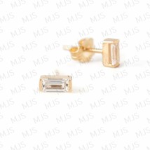 Gift Delicate Lab-Created Baguette Cut Moissanite Stud Earrings in 925 Silver - £18.23 GBP