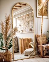 Full Length Mirror, 58&quot;X19&quot; Floor Mirror, Arch Floor Standing Mirror, Gold - $56.97