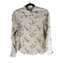 Rylee + Cru Girls Boys Top Horses Crinkled Long Sleeve 1/2 Button Cream 12-14Y - £19.32 GBP