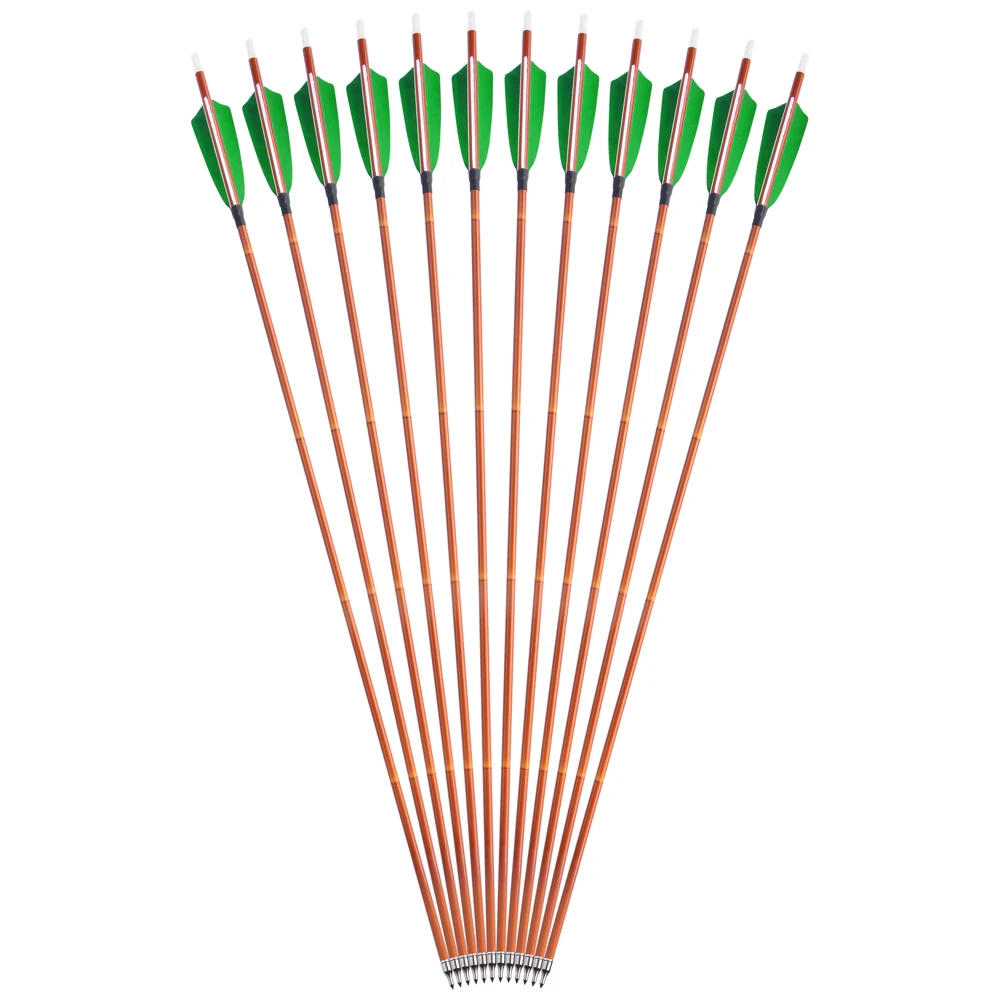 Sporting A Arrows 6/12/24pcs Turkey Feather Bamboo Pattern Mix Carbon Arrow OD 7 - £50.51 GBP