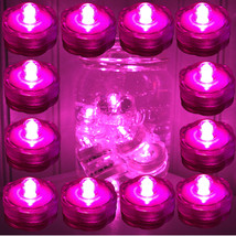 LED Tea Light Submersible Waterproof Battery ~ Wedding Decoration ~ PINK 12 Pack - £15.13 GBP