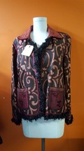 VINTAGE Decorative Blazer YAK MAGIC Size XL Red &quot;Carpet&quot; Design JACKET - $29.69