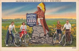 Leeds New YORK-VISITING Mohican INDIAN-CATSKILLS VACATIONALAND-BICYCLES Postcard - £9.67 GBP