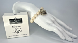 PartyLite Essence of Life Bracelet Cream/Gold Heart Charm NIB P91974/P19B - £23.78 GBP