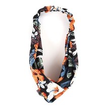Nollia Ladies Criss Cross Elastic Stretch Headband Black Tropical Floral - $10.69