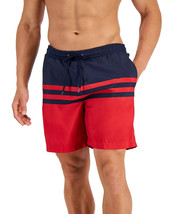 Club Room Men&#39;s Colorblocked 7&quot; Quick Dry Swim Trunks Fire Red Combo-Sma... - $16.94