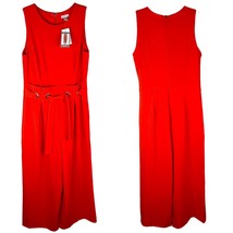 Spense Jumpsuit Small Coral Sleeveless Cropped Stretch Drawstring New - £30.67 GBP