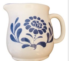 Vintage Country Heritage Blue Floral Creamer Cup 3.25” Tall, 3x2.5” Around - £10.57 GBP