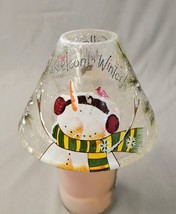 Yankee Candle Topper Shade Clear Crackle Glass Snowman Winter Tree Holiday - $13.98