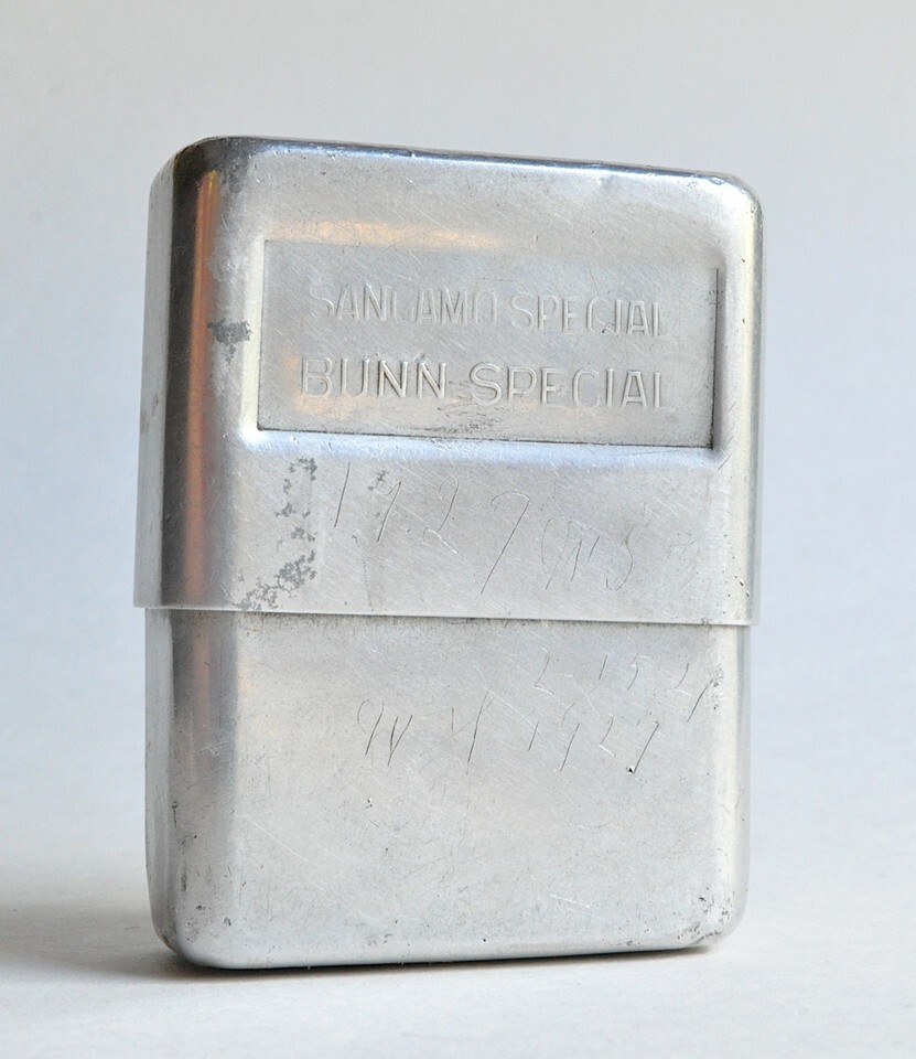 Illinois Sangamo Bunn Special Men's Pocket Watch Tin  Aluminum Case Box Vtg Item image 15