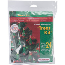Holiday Beaded Ornament Kit-Mini Trees 2.25&quot; Makes 24 - $18.06