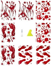 Halloween Decoration Bloody Handprint &amp;Footprint Clings Decals, H (8 Sheets) - £13.22 GBP