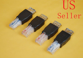 4Pc Usb A Female F To Ethernet Rj45 Male Router Adapter Plug Socket Lan ... - £13.66 GBP