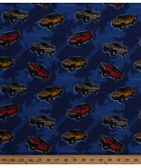 General Motors Hummers SUVs Tire Tracks Blue Cotton Fabric Print by Yard... - $10.95