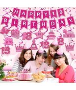 Happy Birthday Banner - Birthday Decorations for Women Girls Pink Hot Pi... - $184.33 MXN