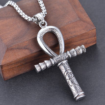 Mens Stainless Steel Egyptian Eye of Horus Ankh Cross Pendant Necklace Chain 24" - £12.62 GBP+