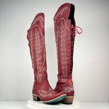 NEW Lane LEXINGTON Sz 7.5 Over the Knee Womens Red Cowboy Boots Leather Snip Toe - £308.01 GBP