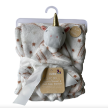 Unicorn Lovey Security Blanket Set Babe Luxe Baby Plush Gift New Rainbow Stars - £21.22 GBP