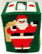 Vintage Handmade Christmas Plastic Canvas Needlepoint Tissue Box Cover - £9.96 GBP