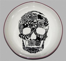 Fig &amp; Fern Halloween Skull Spider Webs Ghosts Black &amp; Off-White Serving ... - $27.99