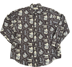 Roundtree &amp; Yorke Outfitter Mens Large Blue Purple Moose Eagle Deer Print Shirt - £15.94 GBP