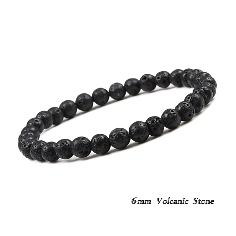 6mm 8mm 10mm Natural Volcanic Stone Beads Bracelets Black Lava Men Bracelet Arom - £16.44 GBP