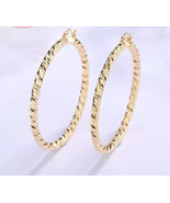 18k Layered real gold filled Round hoop earrings 60mm - $15.50 CAD
