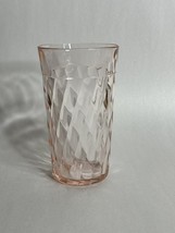 Hazel Atlas Glass DIAMOND OPTIC Pink Flat 12 oz Iced Tea Tumbler - $20.75