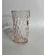 Hazel Atlas Glass DIAMOND OPTIC Pink Flat 12 oz Iced Tea Tumbler - $20.75