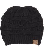 C.C Exclusives Women Hat Beanie Knit Cuffed Black Winter Ribbed Slouchy ... - €11,07 EUR