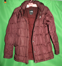 The North Face Dark Red Puffer Coat Hooded Jacket Size Women's XS - £94.95 GBP